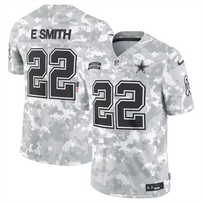 Men%27s Dallas Cowboys #22 Emmitt Smith 2024 Arctic Camo Salute To Service Limited Stitched Jersey Dyin